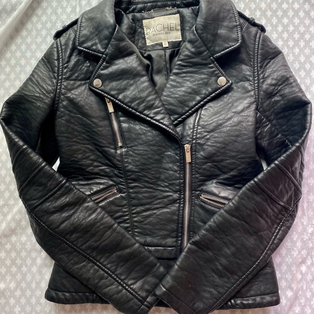 Rachel Roy leather moto jacket